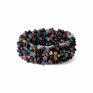 Natural Gemstone Chip Bracelet | Amethyst Aventurine Tiger Eye | Stretch Cuff